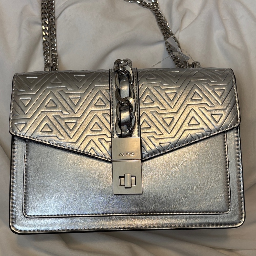 NWT Aldo Silver Geometric Crossbody Bag